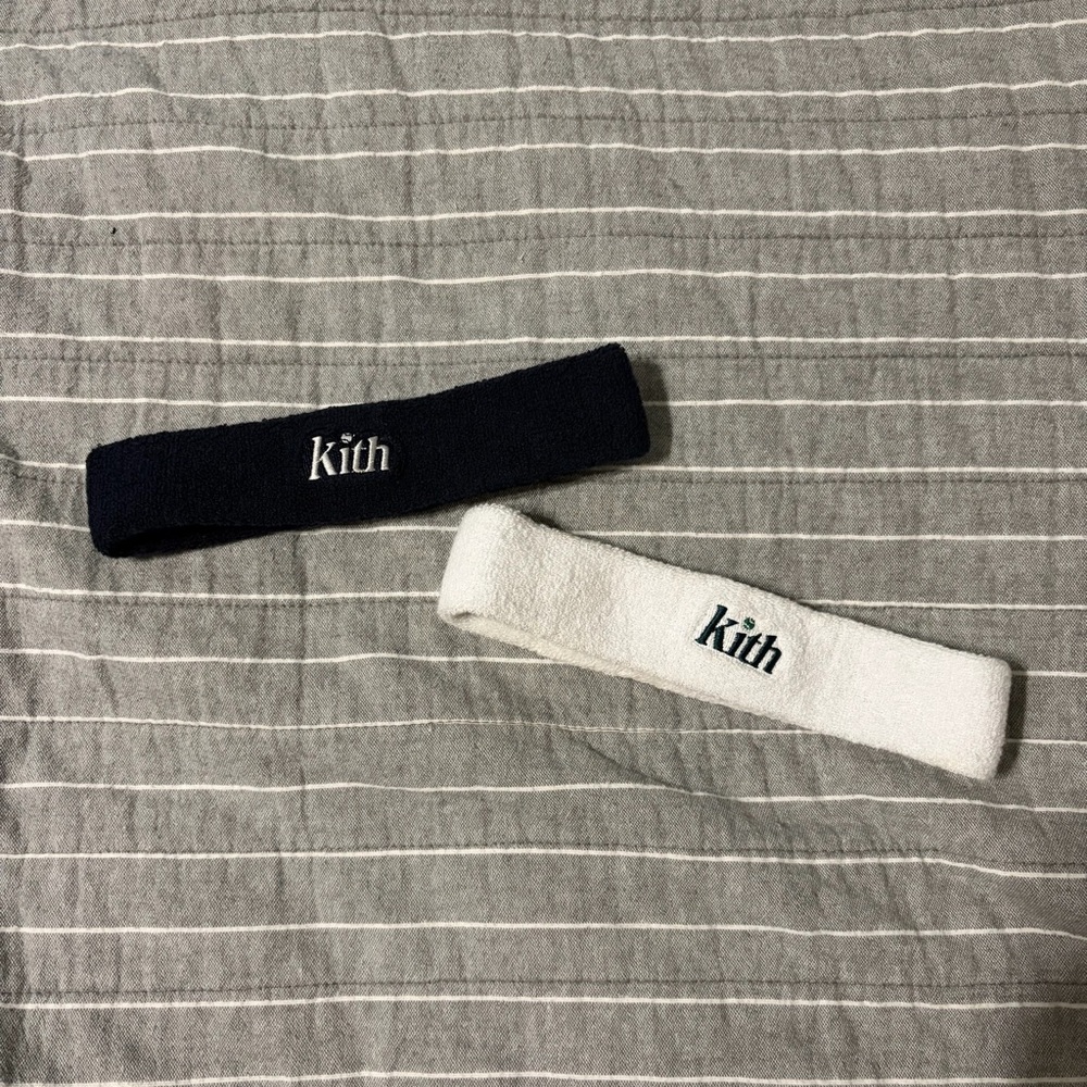 Kith x Wilson Terry Headbands Navy and White One Size New